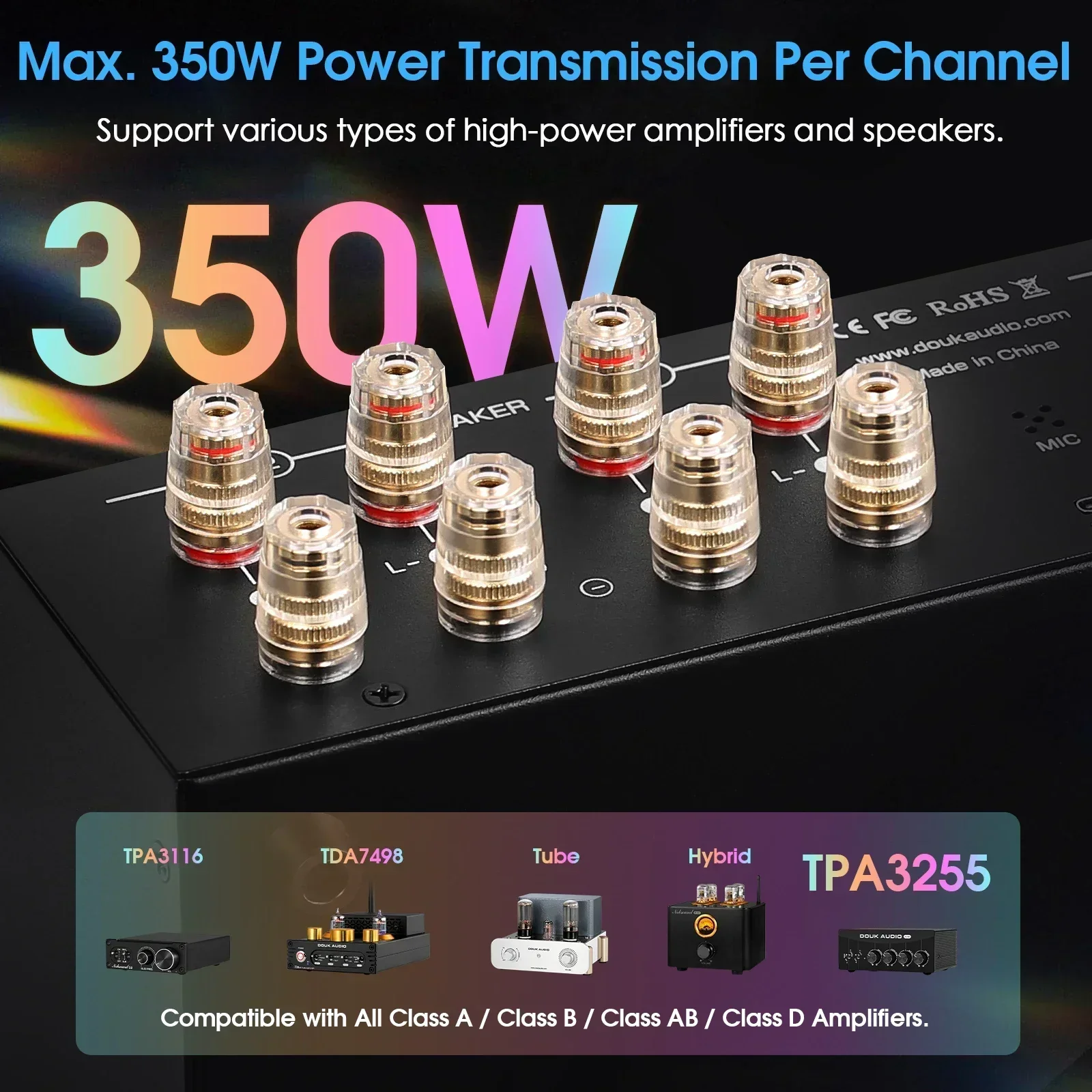 Nobsound VU3PRO Amplifier/Speaker Selector with VU Meter 2-IN-2-OUT Switcher Box - Image 4