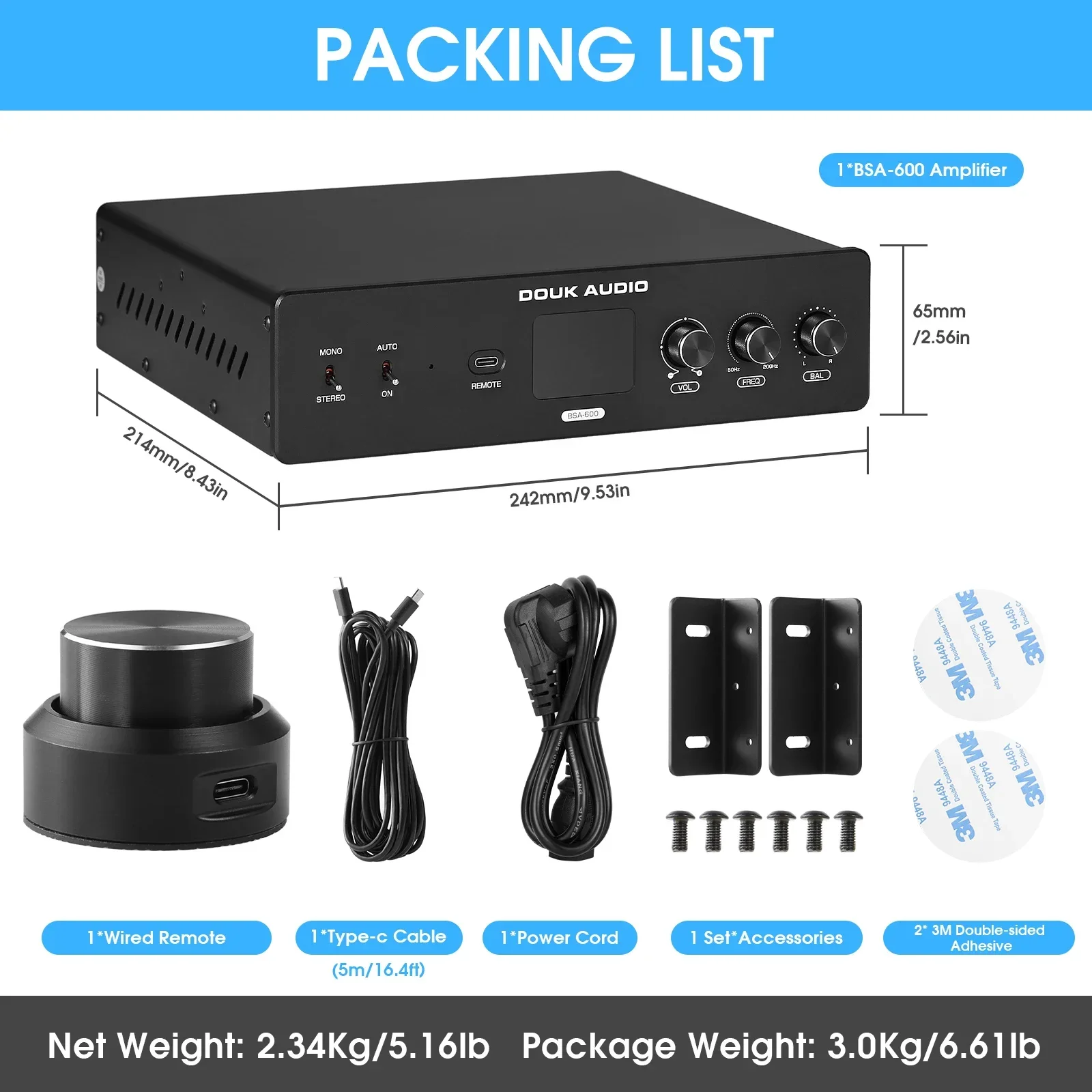 Douk Audio BSA-600 Bridge Stereo/Mono Bass Shaker Amplifier Subwoofer Power Amp for Transducer 230W - Image 6