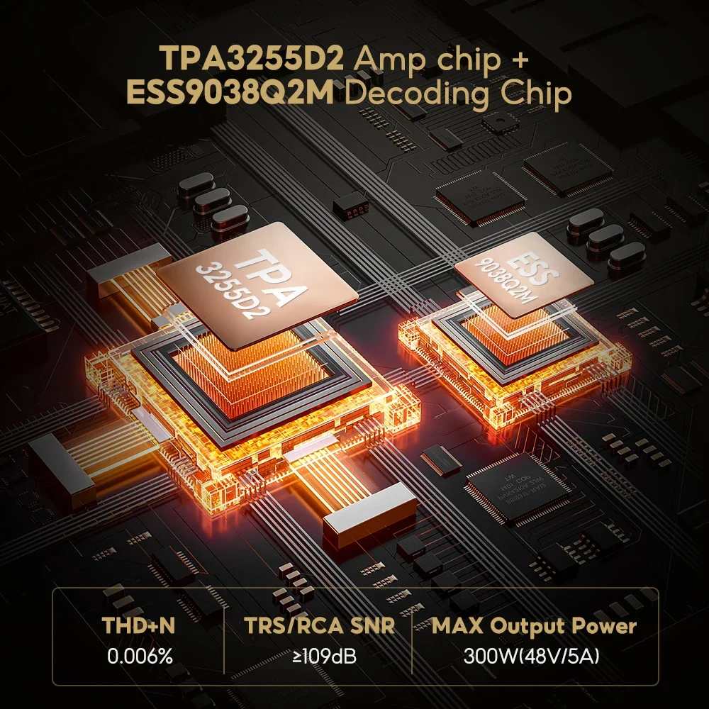 AIYIMA A80 Power Amplifier TPA3255 DAC Bluetooth PFFB Stereo 300Wx2 Class D 2.0 HiRes Digital Amp with RCA TRS OPT COA USB Input - Image 5