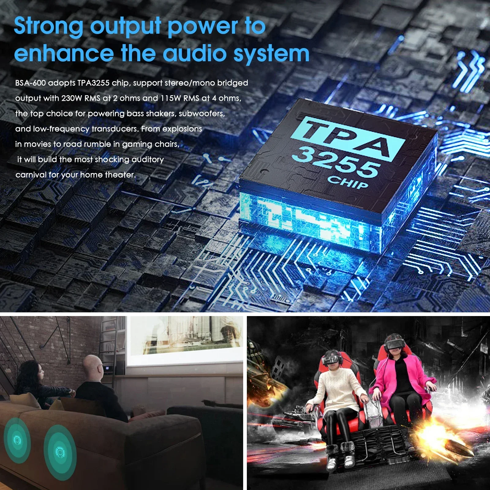 Douk Audio BSA-600 Bridge Stereo/Mono Bass Shaker Amplifier Subwoofer Power Amp for Transducer 230W - Image 5